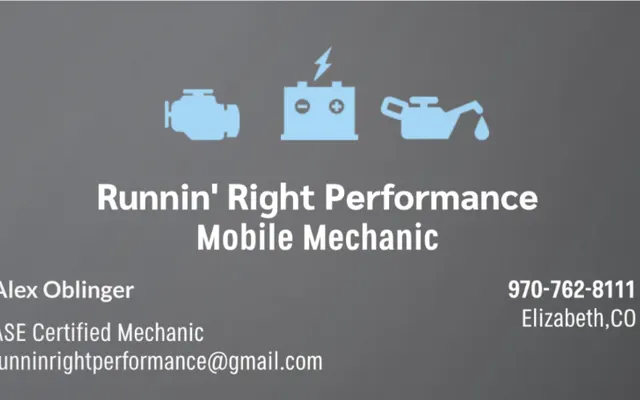 Photo of Runnin' Right Mobile Mechanic, an auto repair shop in Elizabeth, CO