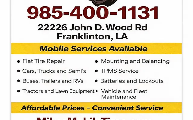 Photo of Mikes Mobile Tires, an auto repair shop in Franklinton, LA