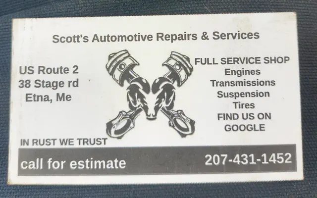 Photo of Scott's Automotive Repairs & Services, an auto repair shop in Etna, ME