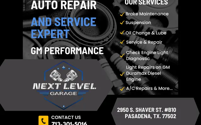 Photo of Next Level Garage, an auto repair shop in Pasadena, TX
